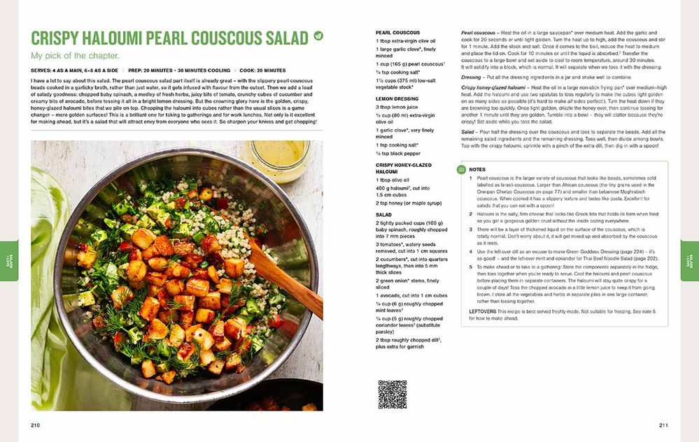 Sample page spread from RecipeTin Eats cookbook Tonight showing haloumi salad