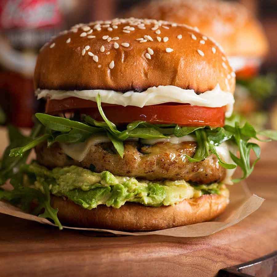 Juicy Chicken Burgers made with chicken mince / ground chicken