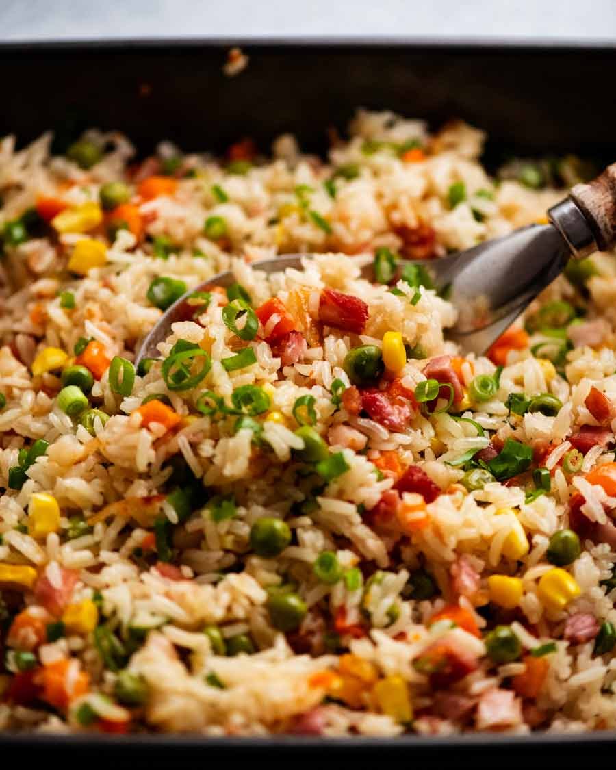 Freshly cooked "Dump 'n Bake" Fried Rice