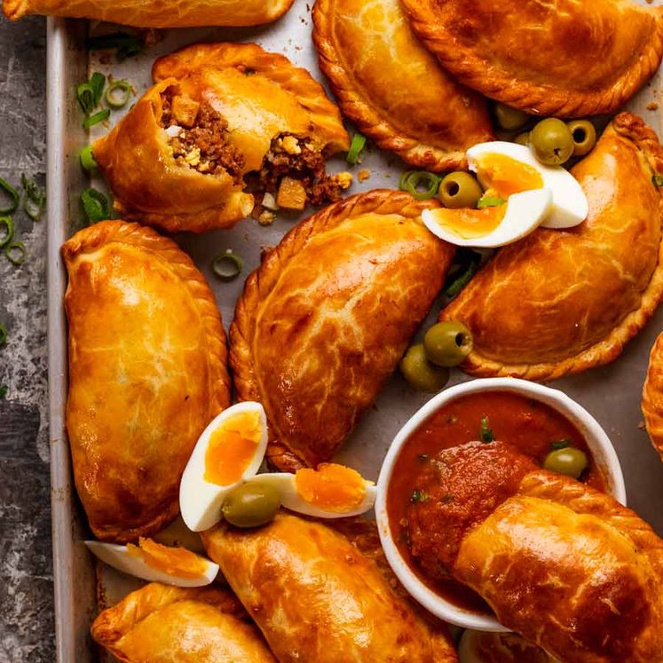 Tray of freshly baked Beef empanadas