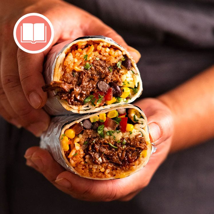 Shredded beef burritos from RecipeTin Eats "Dinner" cookbook by Nagi Maehashi