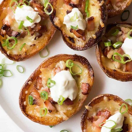 Crispy Cheese & Bacon Potato Skins with extra bacon flavour