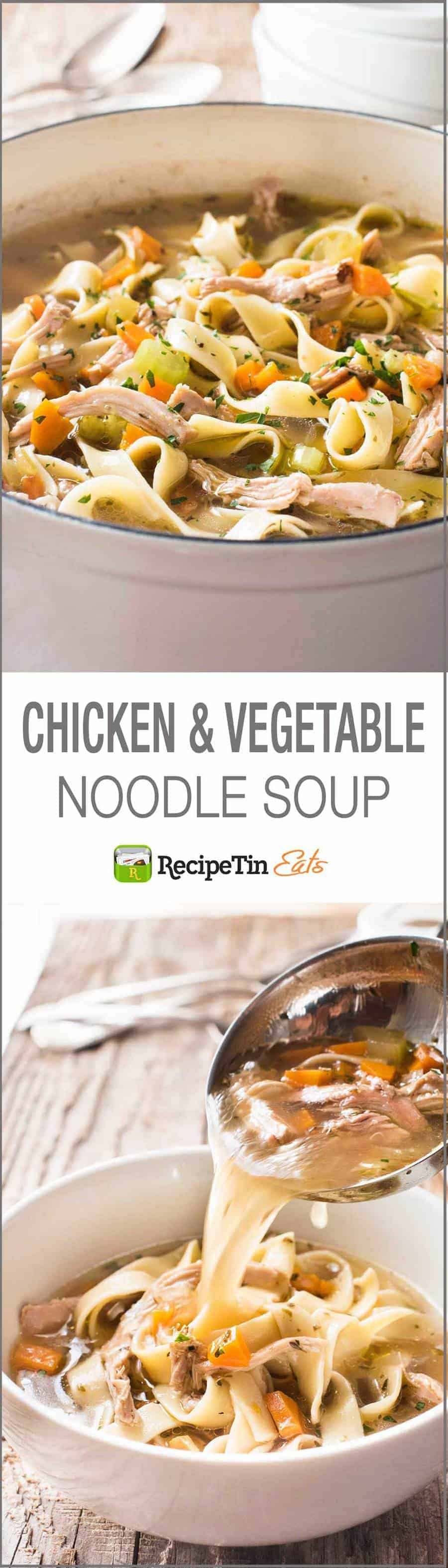 Chicken Vegetable Noodle Soup - Two little secret tips to make the BEST easiest midweek version you've ever had!