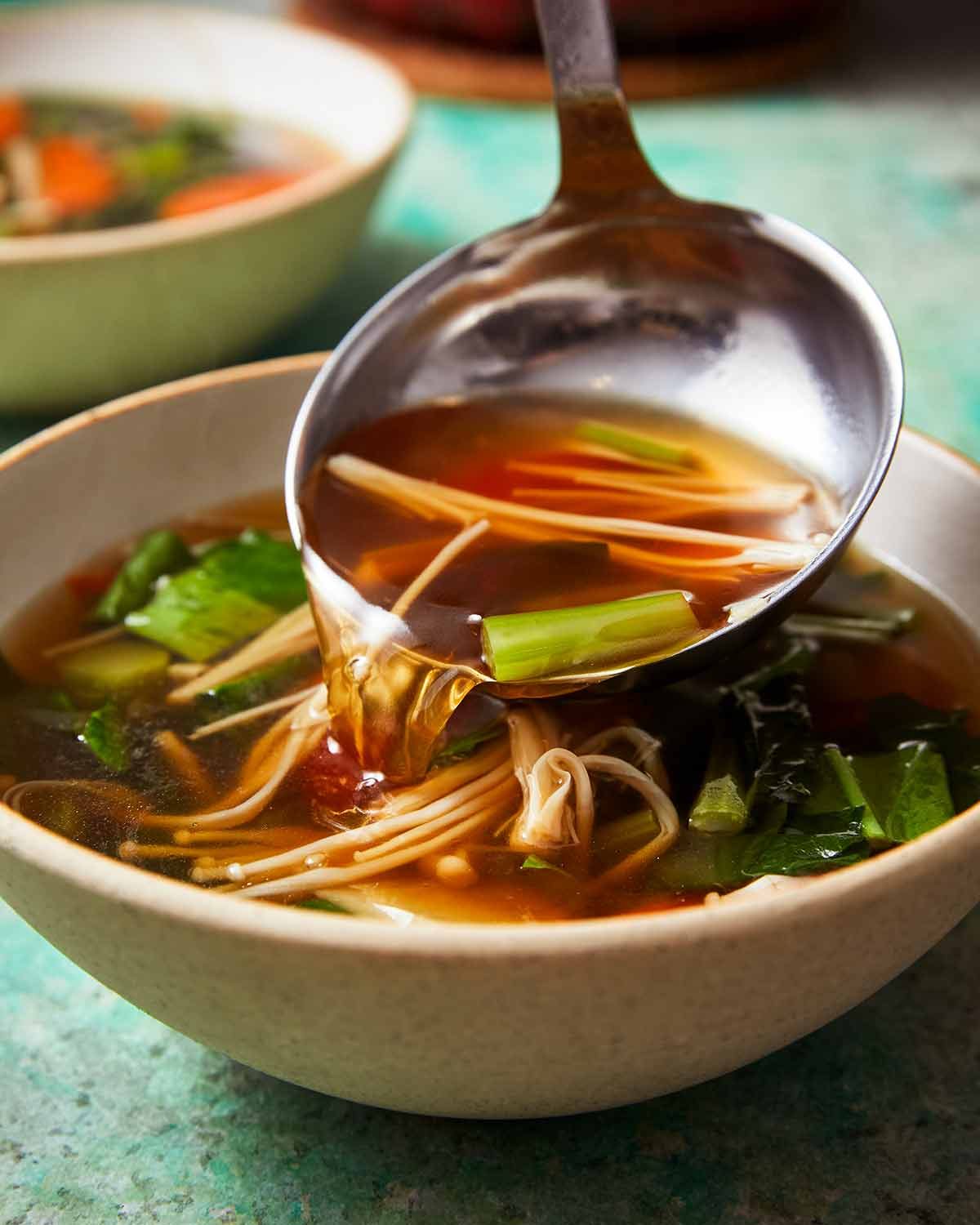 Serving Chinese vegetable soup