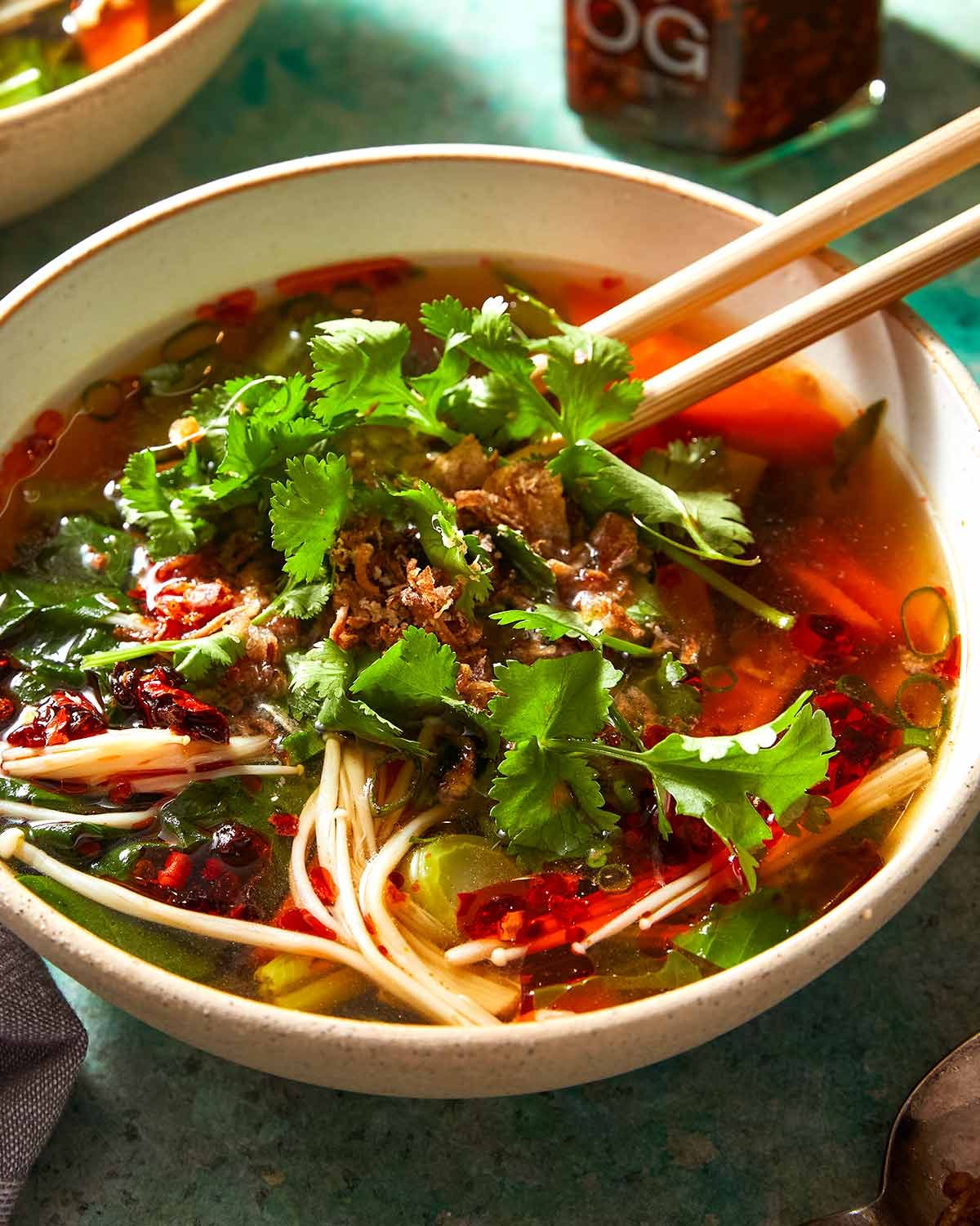 Chinese vegetable soup ready to eat