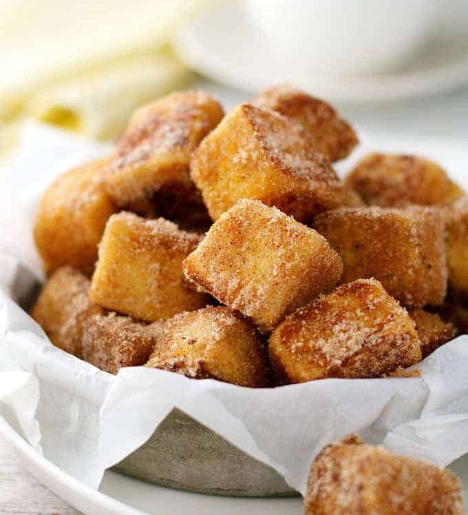 A pile of Cinnamon French Toast Bites