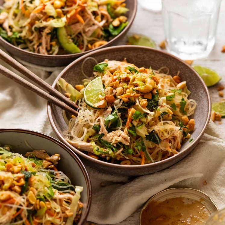 Bowls of Glass noodle salad ready to be eaten