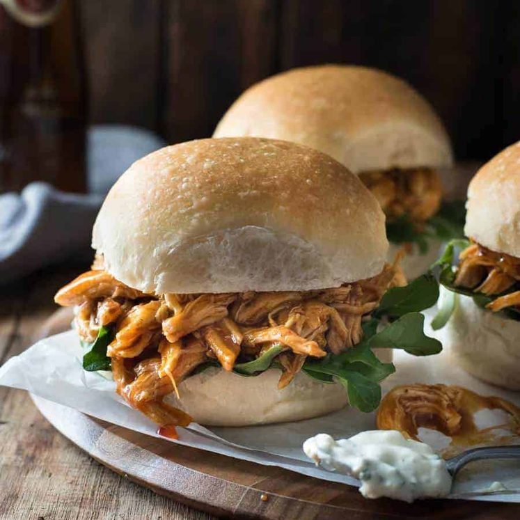 Slow Cooker Honey Buffalo Chicken Sliders