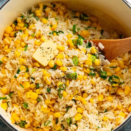 Pot of Hot Buttered Corn Rice