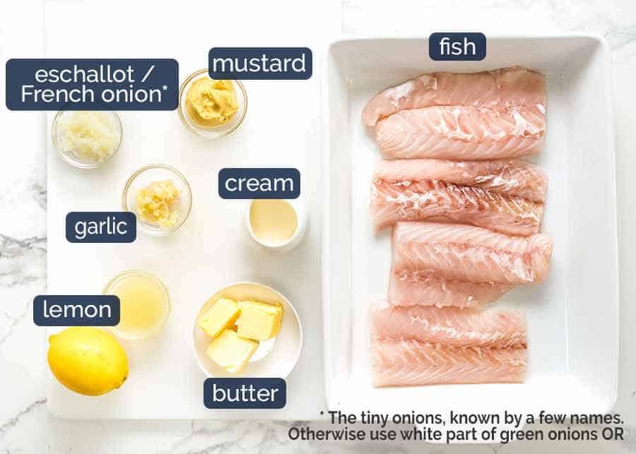 Ingredients in Baked Fish with Lemon Cream Sauce