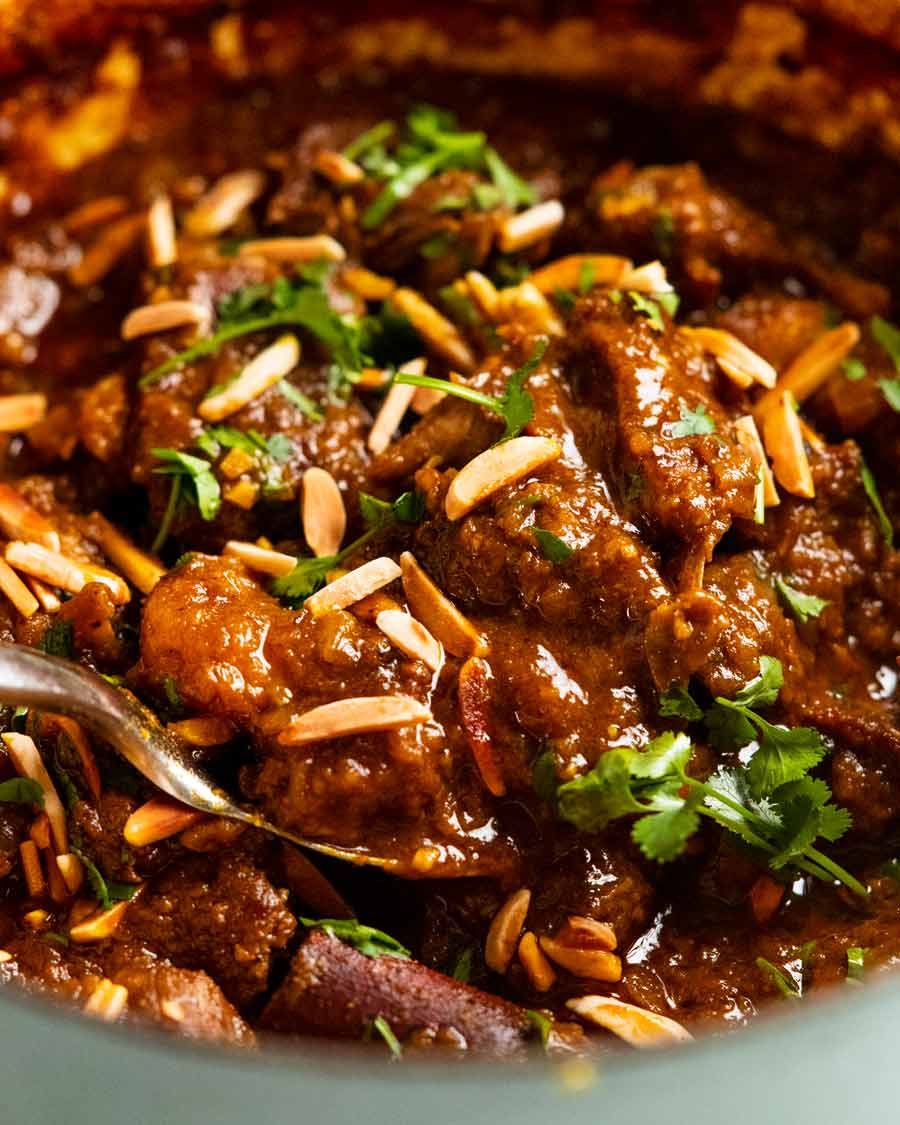 Close up photo of freshly cooked Lamb Tagine