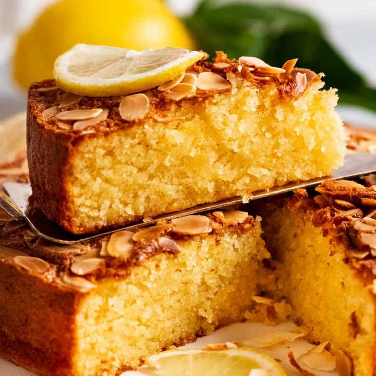 Slice of Lemon coconut almond cake