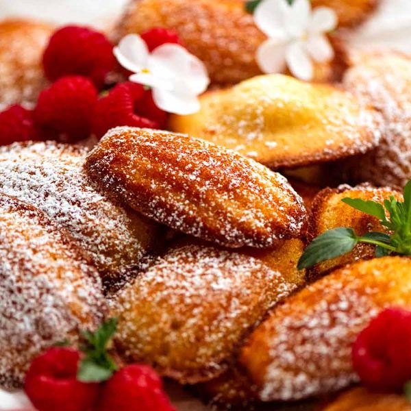 Close up of a pile of Madeleines