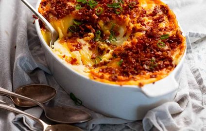 Big pan of Mashed Potato Casserole