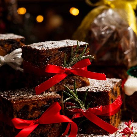 Mini Christmas Cakes stacked