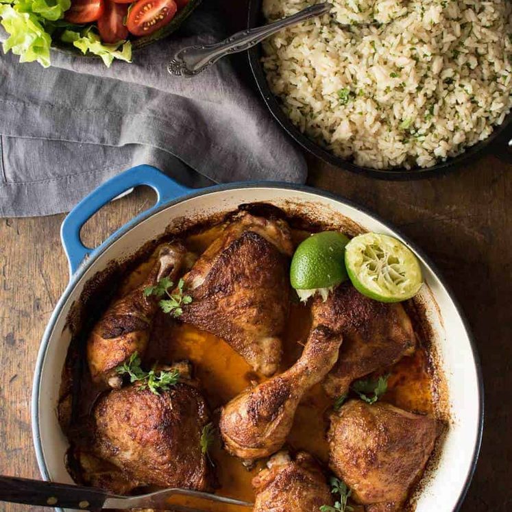 Peruvian Roast Chicken - the marinade is simple but packs a flavour punch! And the rice is absolutely irresistible!