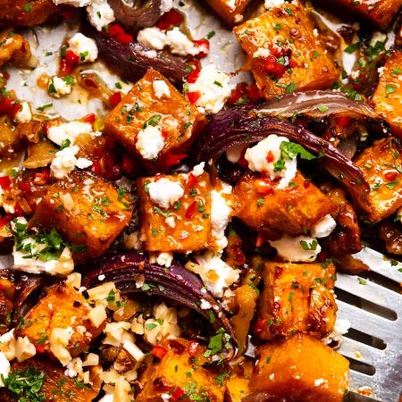 Close up of Maple Chilli Roasted Pumpkin