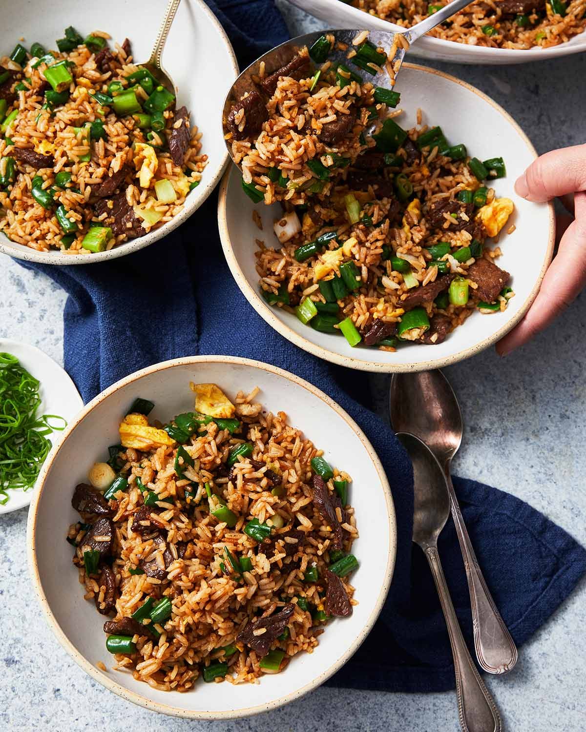 Sizzling beef fried rice