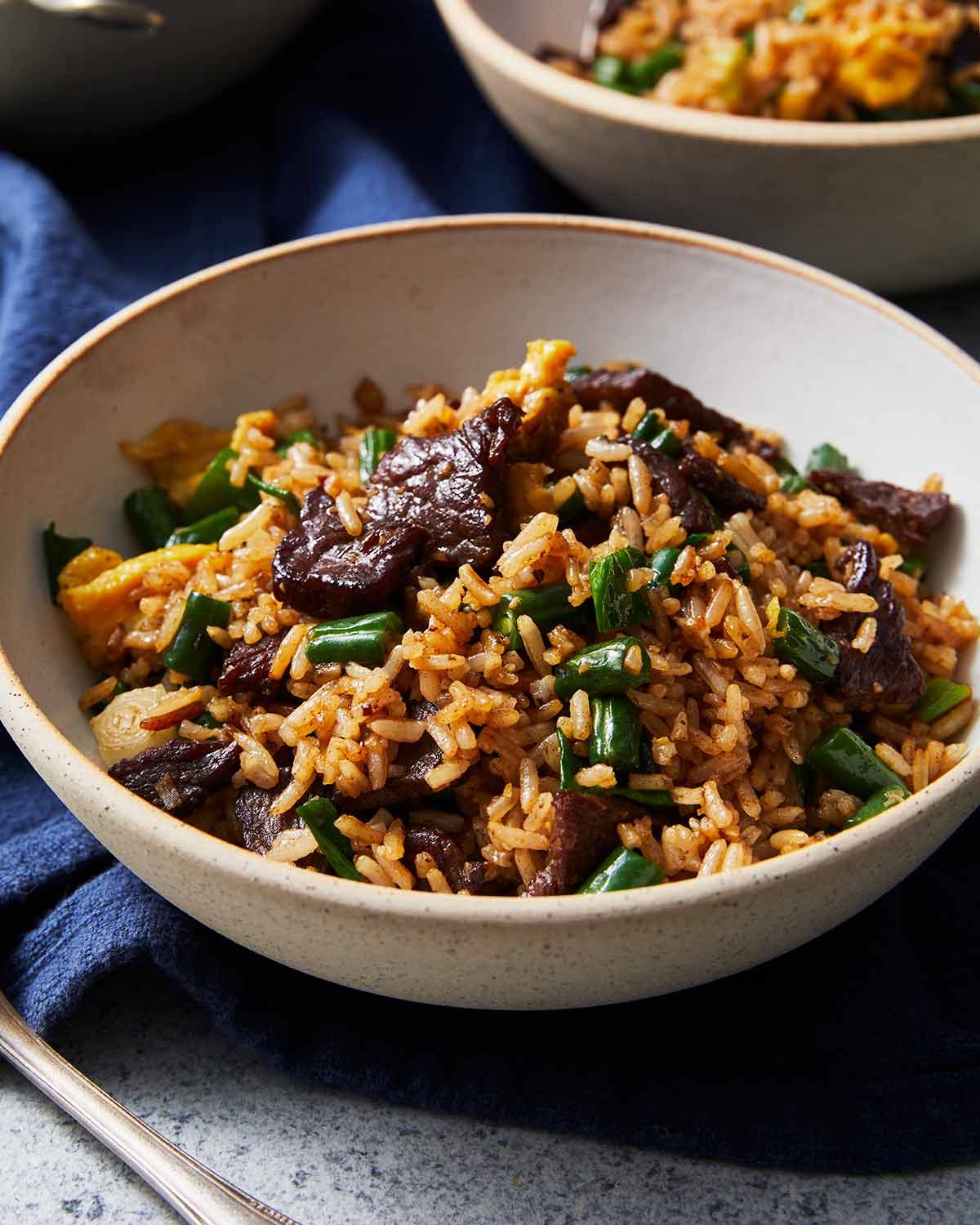 Sizzling beef fried rice