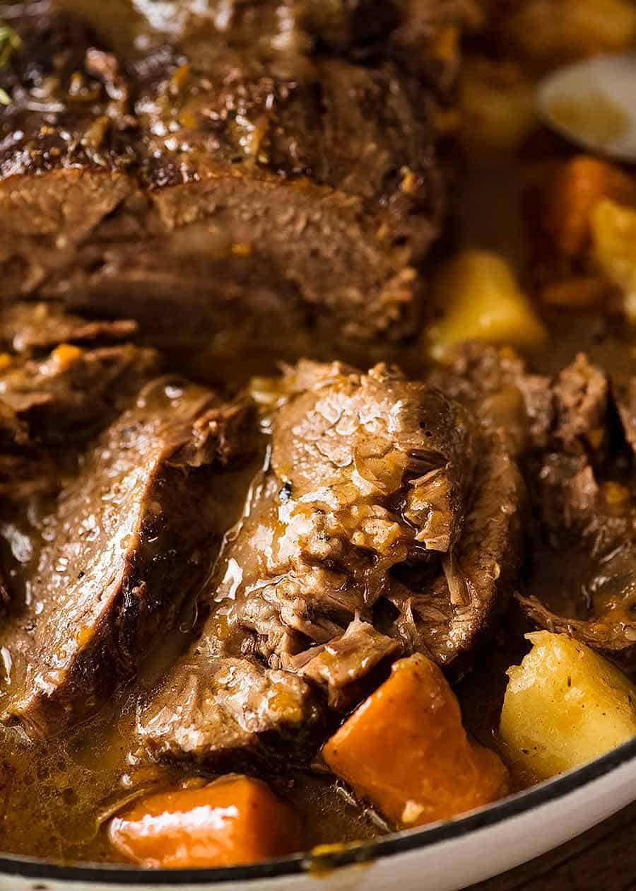 Close up of fall apart beef - Crockpot Pot Roast