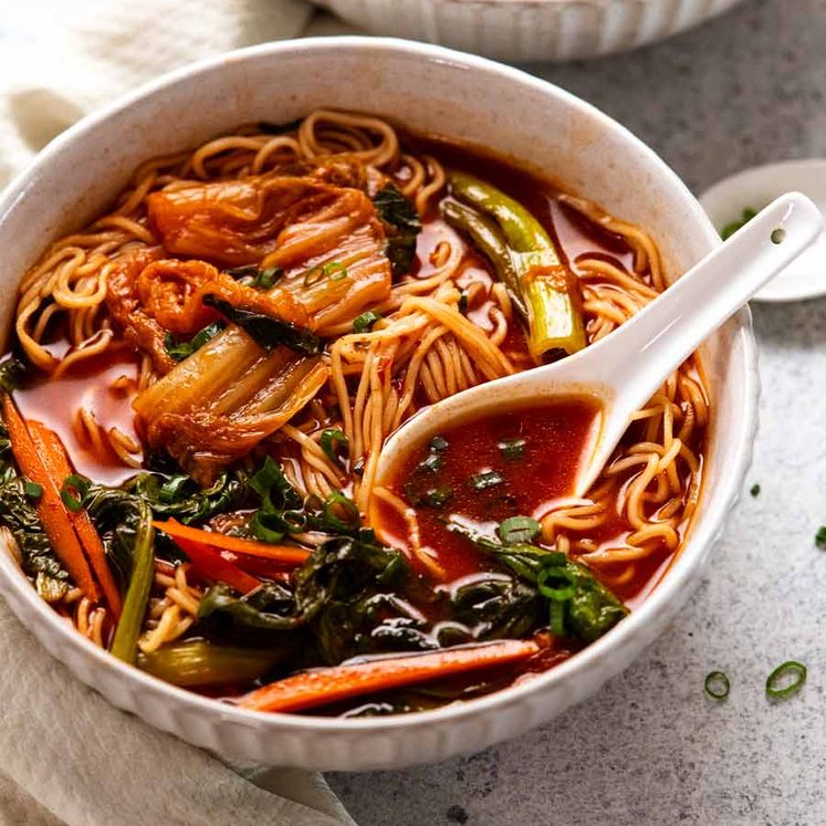 Bowl of Spicy Korean noodle soup