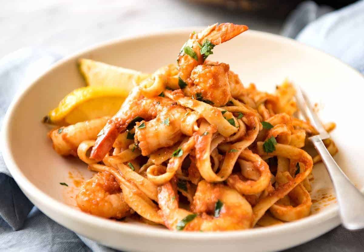 Spicy Chilli Prawn Pasta (Shrimp) - A super quick 15 minute meal with a secret ingredient that makes all the difference! www.recipetineats.com