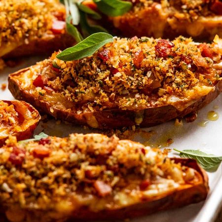 Freshly baked Holiday stuffed sweet potatoes