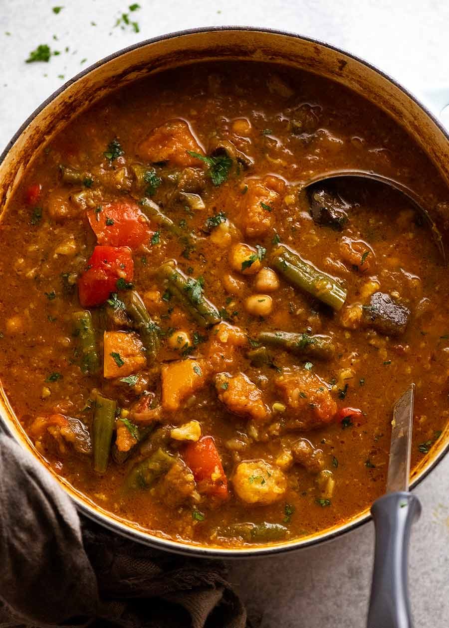 Vegetable Tagine in a large pot, ready to be served