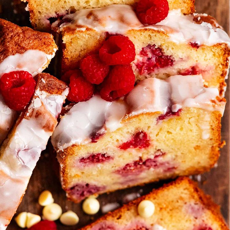 White chocolate raspberry loaf (quick bread)